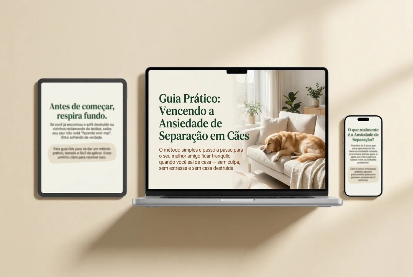 E-book Guia Prático exibido em notebook, tablet e celular